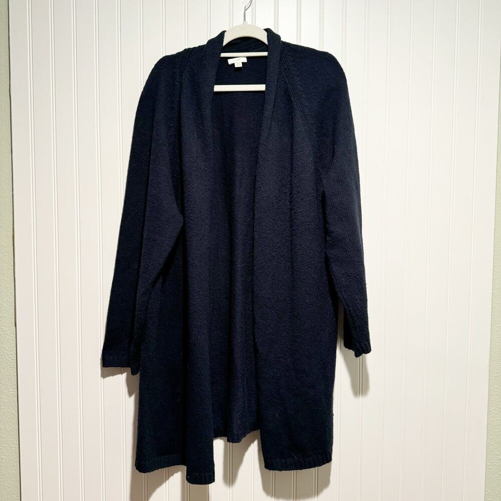 J Jill Navy Blue Cardigan Sweater Cotton Blend Plus Size 2X